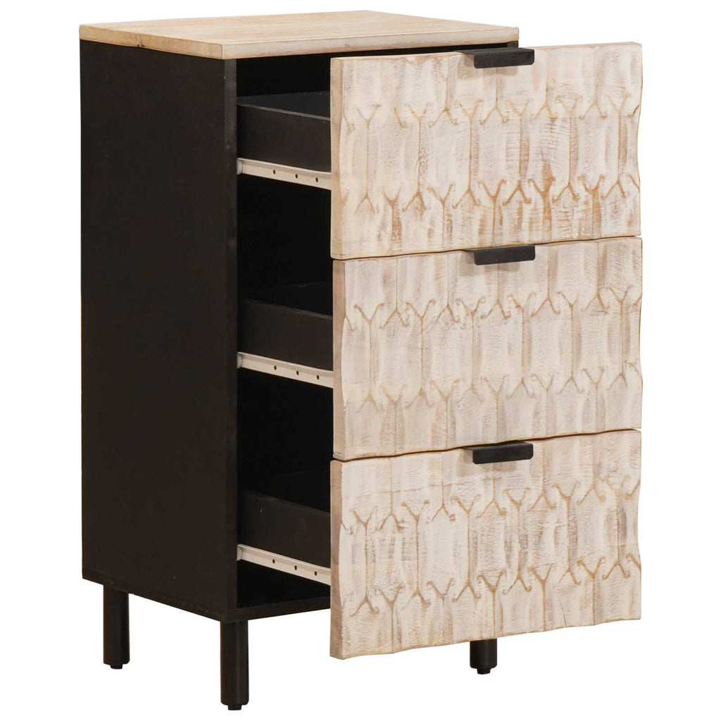 Sideboard White Wash Finish 40 x 33.5 x 75 cm Solid Mango Wood