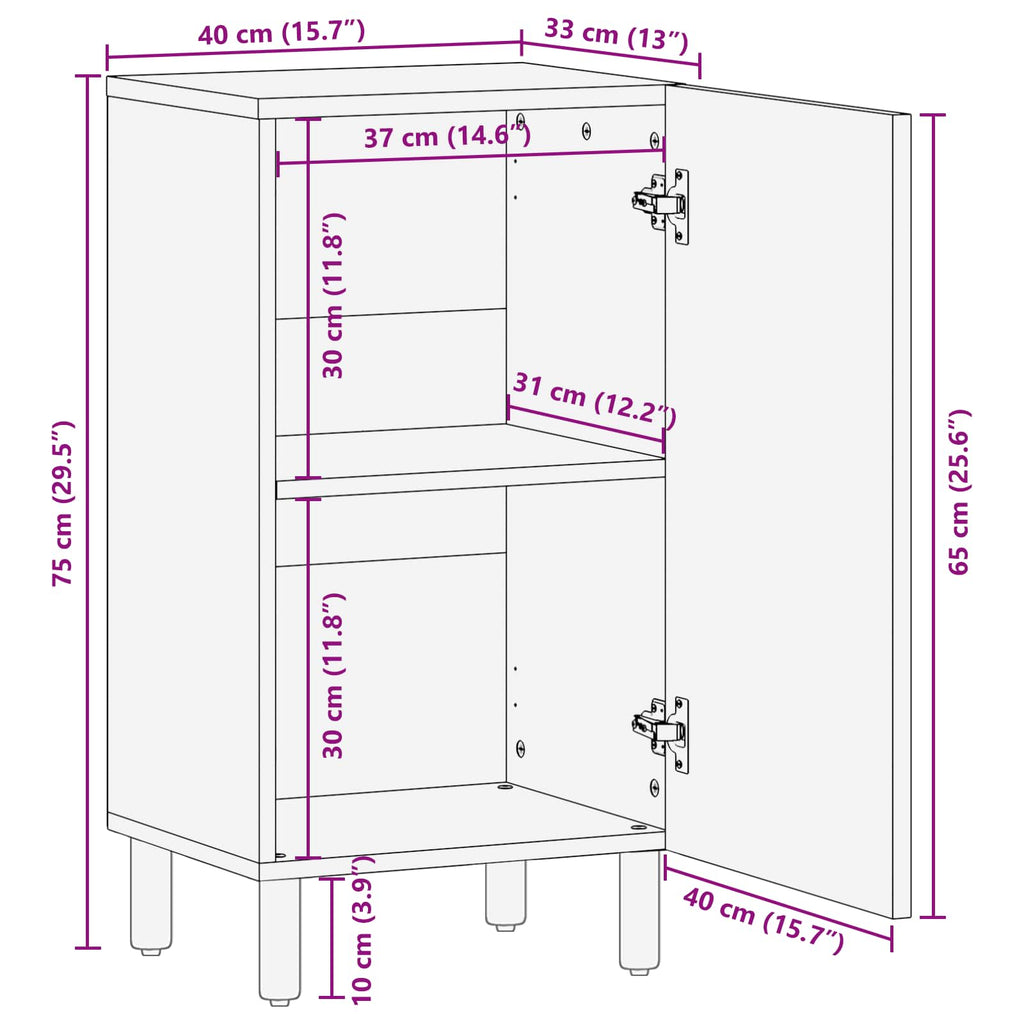 Sideboard White Wash Finish 40 x 33 x 75 cm Solid Mango Wood