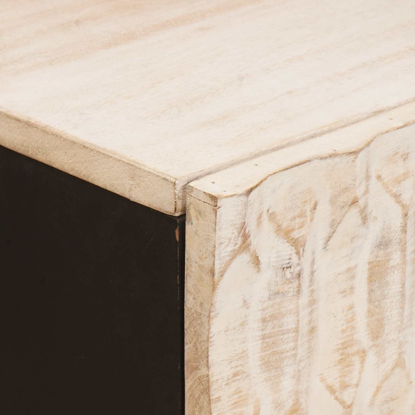 Sideboard White Wash Finish 80 x 33 x 75 cm Solid Mango Wood