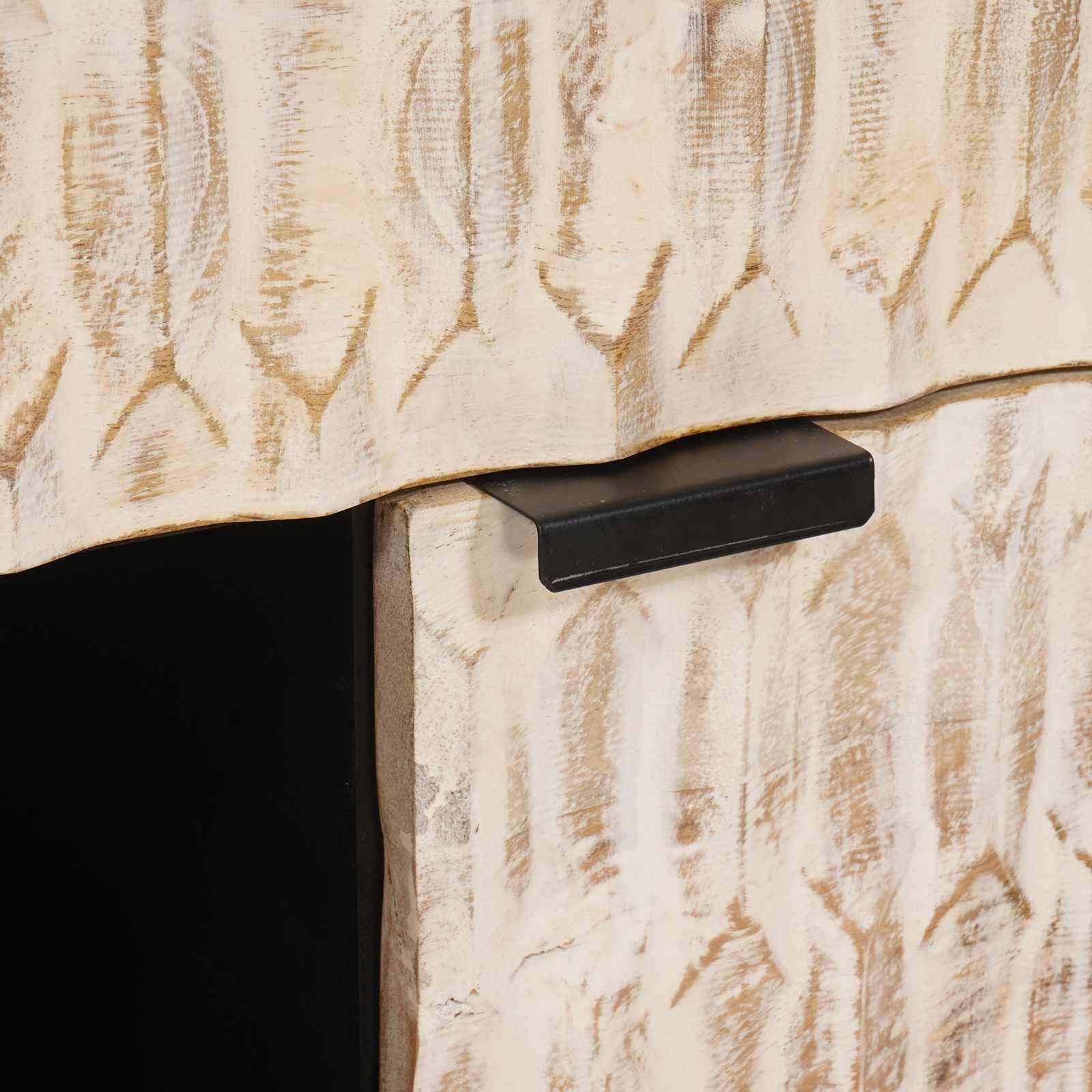 Sideboard White Wash Finish 80 x 33 x 75 cm Solid Mango Wood