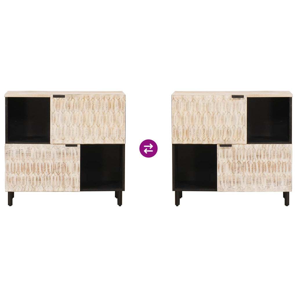 Sideboard White Wash Finish 80 x 33 x 75 cm Solid Mango Wood