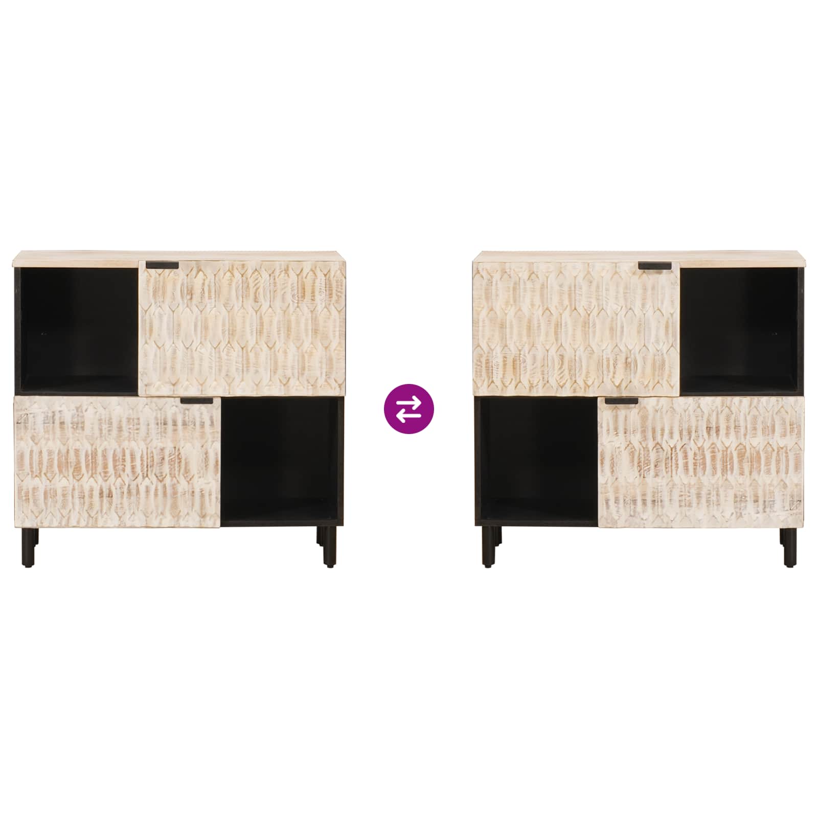 Sideboard White Wash Finish 80 x 33 x 75 cm Solid Mango Wood