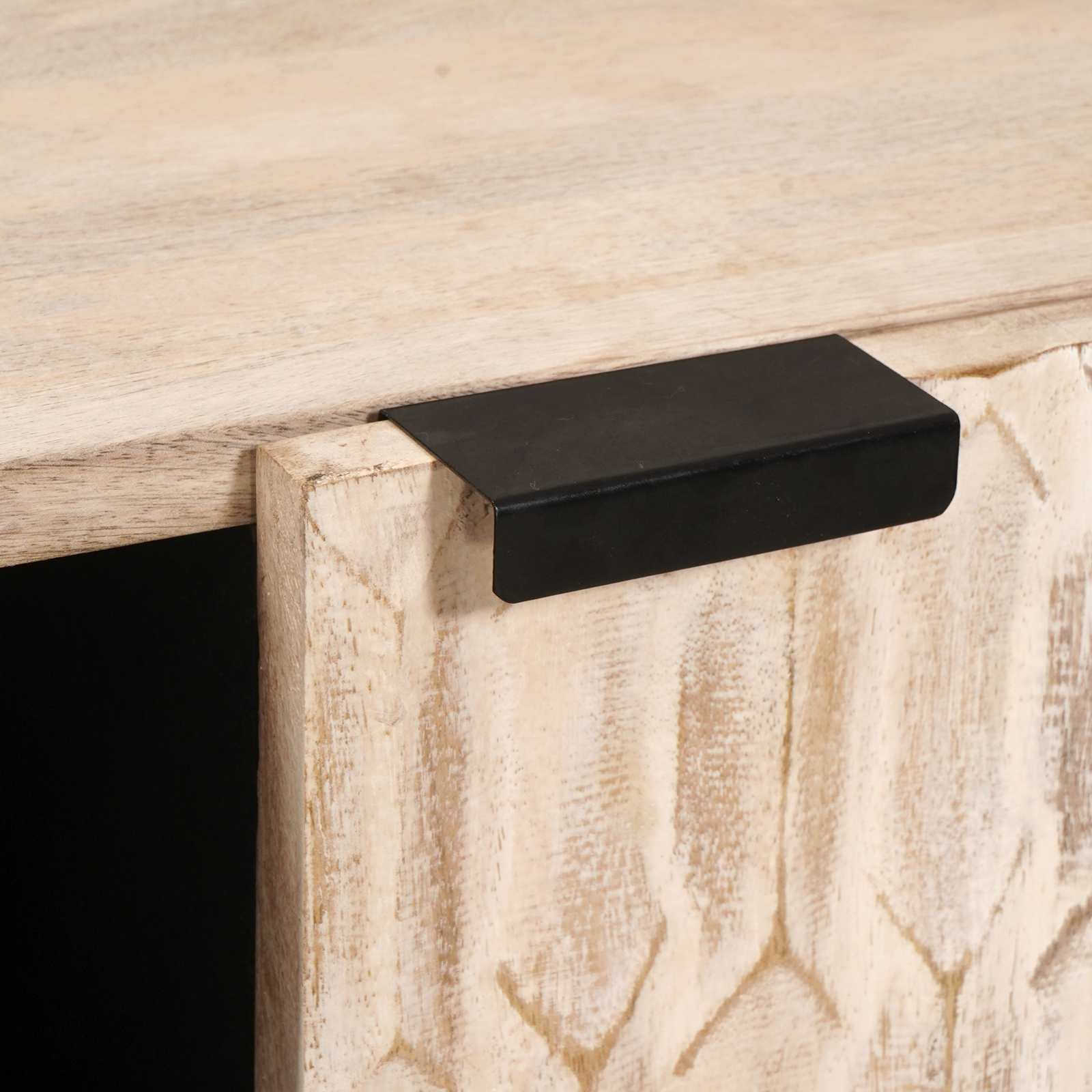 Sideboard White Wash Finish 90 x 33 x 75 cm Solid Mango Wood