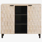 Sideboard White Wash Finish 90 x 33 x 75 cm Solid Mango Wood