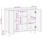 Sideboard White Wash Finish 90 x 33 x 75 cm Solid Mango Wood