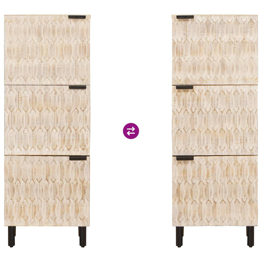 Highboard White Wash Finish 40 x 33 x 110 cm Solid Mango Wood