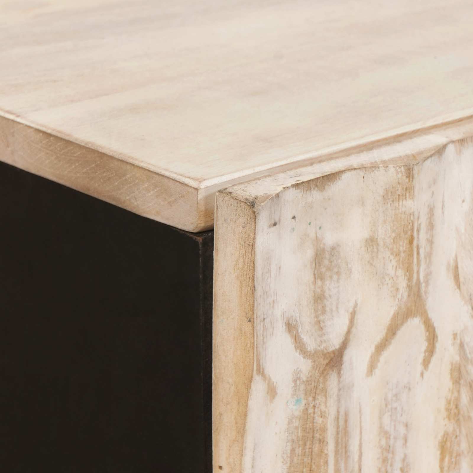 Highboard White Wash Finish 60 x 33 x 100 cm Solid Mango Wood