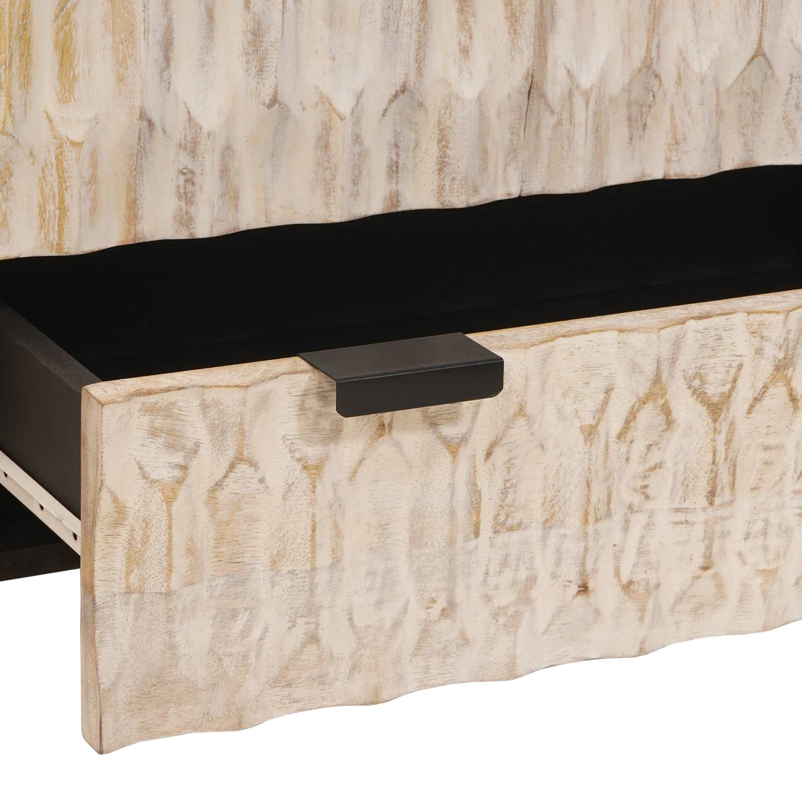 Highboard White Wash Finish 60 x 33 x 100 cm Solid Mango Wood