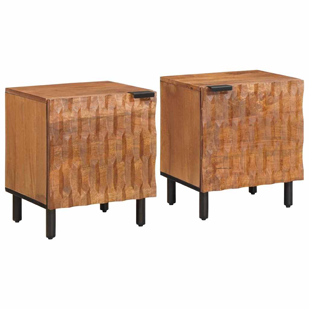 Bedside Cabinet 2 pcs Brown 40 x 33.5 x 46 cm Solid Mango Wood