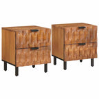Bedside Cabinet 2 pcs Brown 40 x 33 x 46 cm Solid Mango Wood