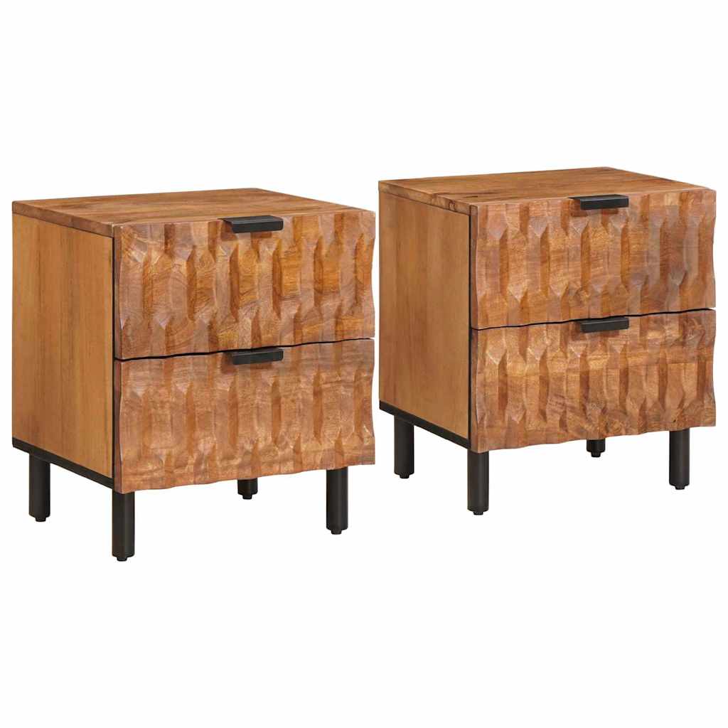 Bedside Cabinet 2 pcs Brown 40 x 33 x 46 cm Solid Mango Wood