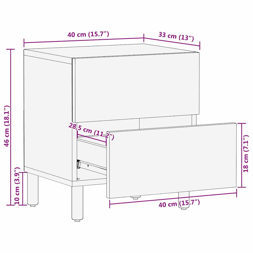 Bedside Cabinet 2 pcs Brown 40 x 33 x 46 cm Solid Mango Wood