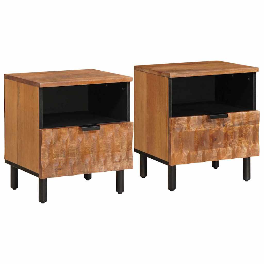 Bedside Cabinet 2 pcs Brown 40 x 33 x 46 cm Solid Mango Wood