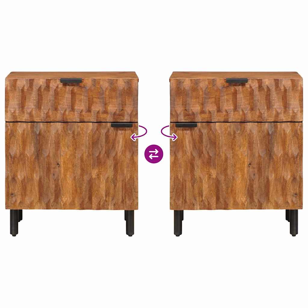 Bedside Cabinet Brown 50 x 33 x 60 cm Solid Mango Wood