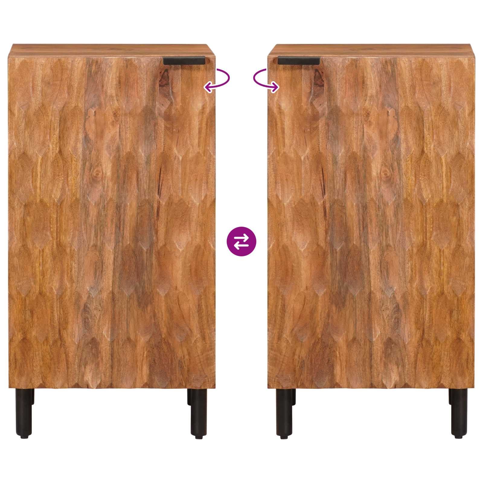 Sideboard Acacia Brown Finish 40 x 33 x 75 cm Solid Mango Wood