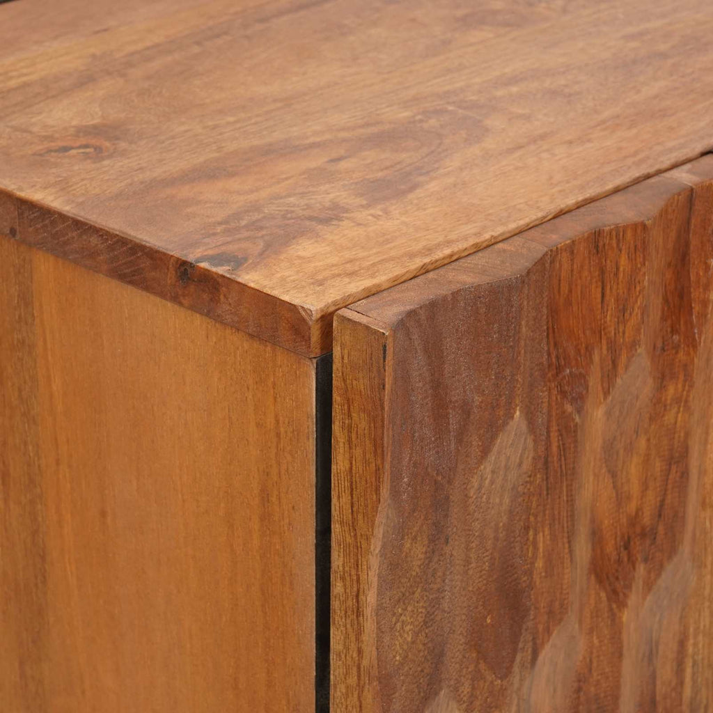 Highboard Acacia Brown Finish 60 x 33 x 100 cm Solid Mango Wood