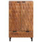 Highboard Acacia Brown Finish 60 x 33 x 100 cm Solid Mango Wood