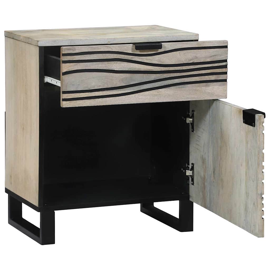 Bedside Cabinet with Drawer White and Black 50 x 33 x 60 cm