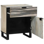 Bedside Cabinet with Drawer White and Black 50 x 33 x 60 cm
