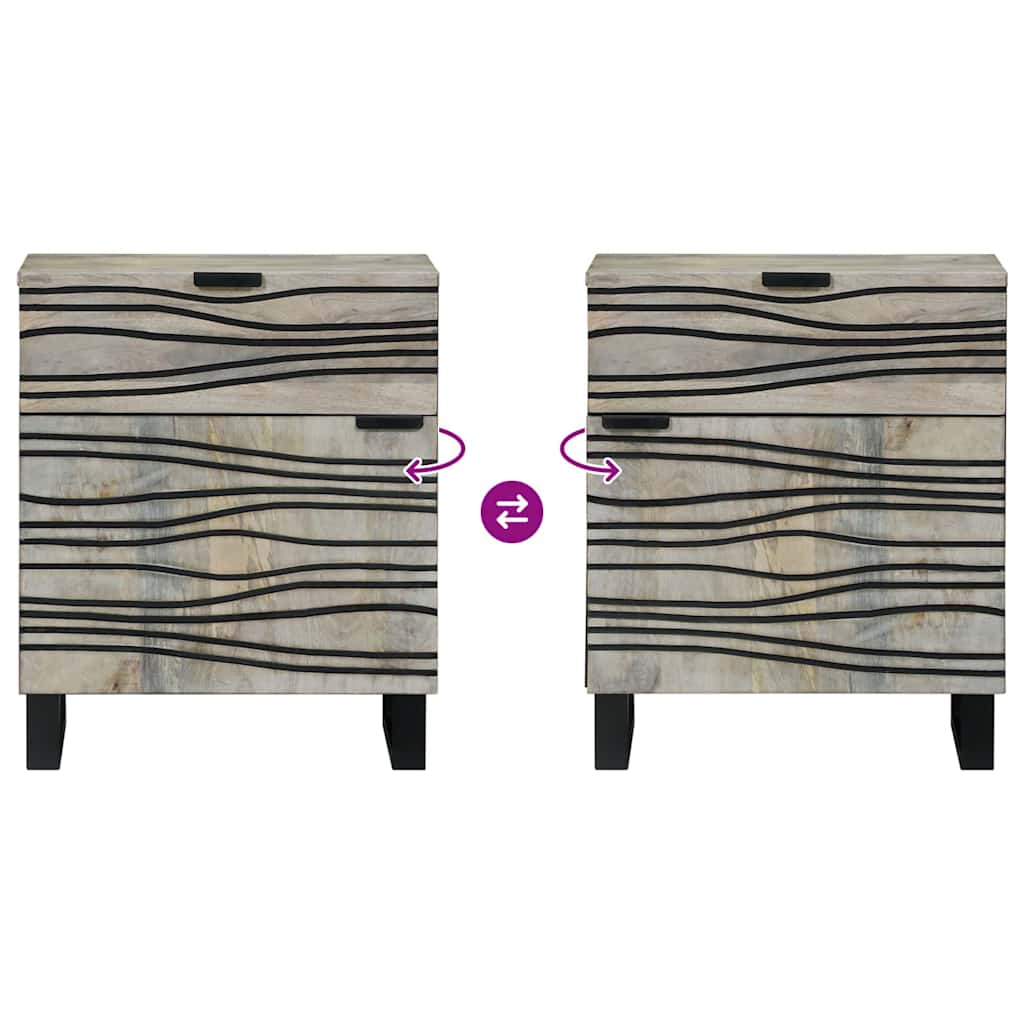 Bedside Cabinet with Drawer White and Black 50 x 33 x 60 cm