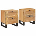 Bedside Cabinet 2 pcs Natural 40 x 33 x 46 cm Solid Mango Wood