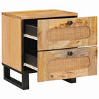 Bedside Cabinet 2 pcs Natural 40 x 33 x 46 cm Solid Mango Wood