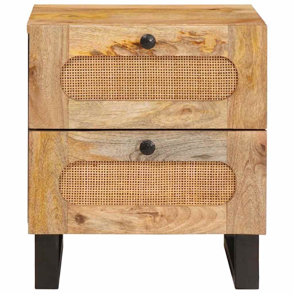 Bedside Cabinet 2 pcs Natural 40 x 33 x 46 cm Solid Mango Wood