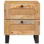 Bedside Cabinet 2 pcs Natural 40 x 33 x 46 cm Solid Mango Wood
