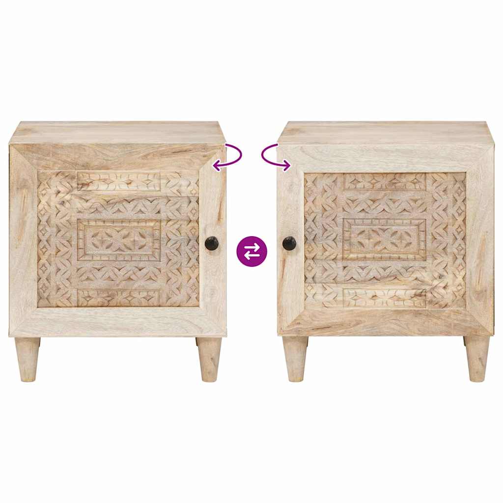 Bedside Cabinet Beige 40 x 33 x 46 cm Solid Acacia wood