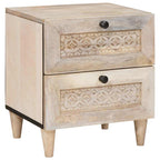 Bedside Cabinet Beige 40 x 33 x 46 cm Solid Acacia wood