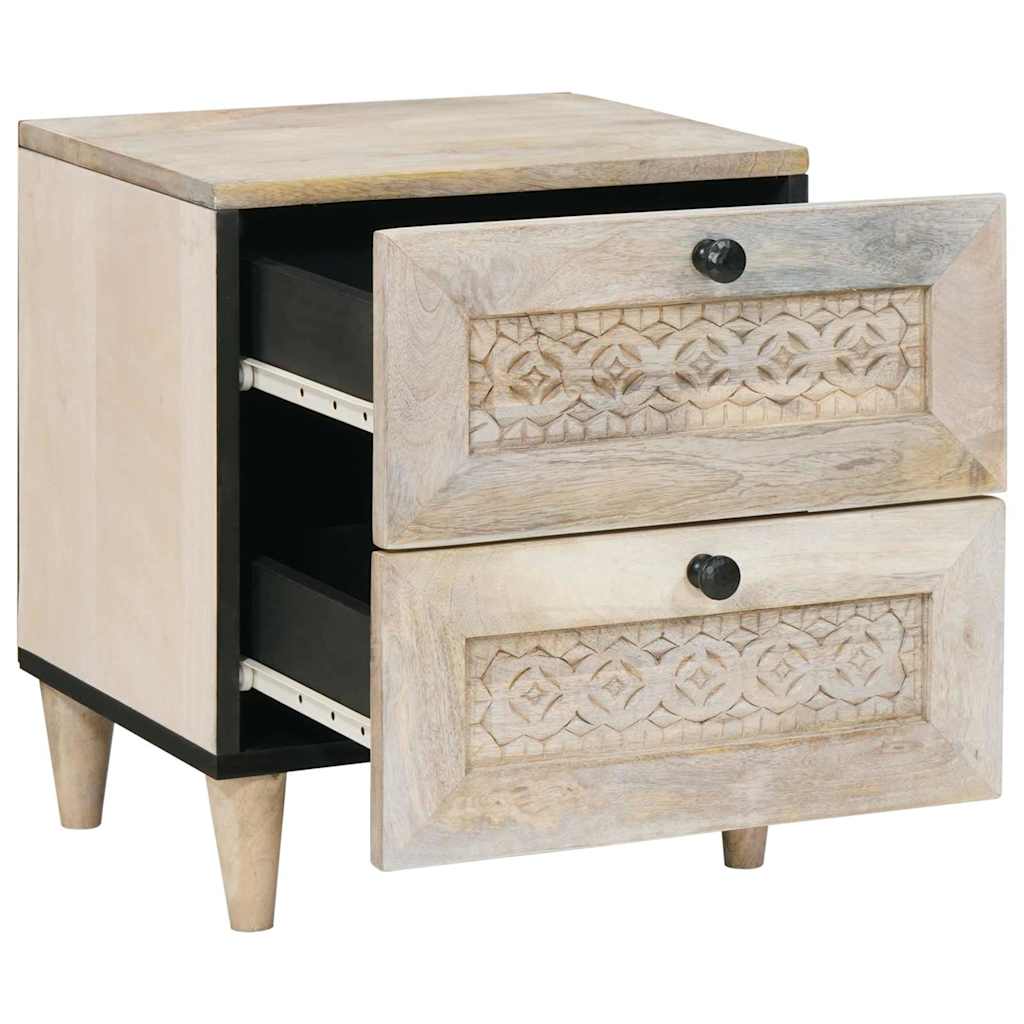 Bedside Cabinet Beige 40 x 33 x 46 cm Solid Acacia wood