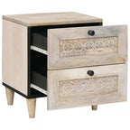 Bedside Cabinet Beige 40 x 33 x 46 cm Solid Acacia wood