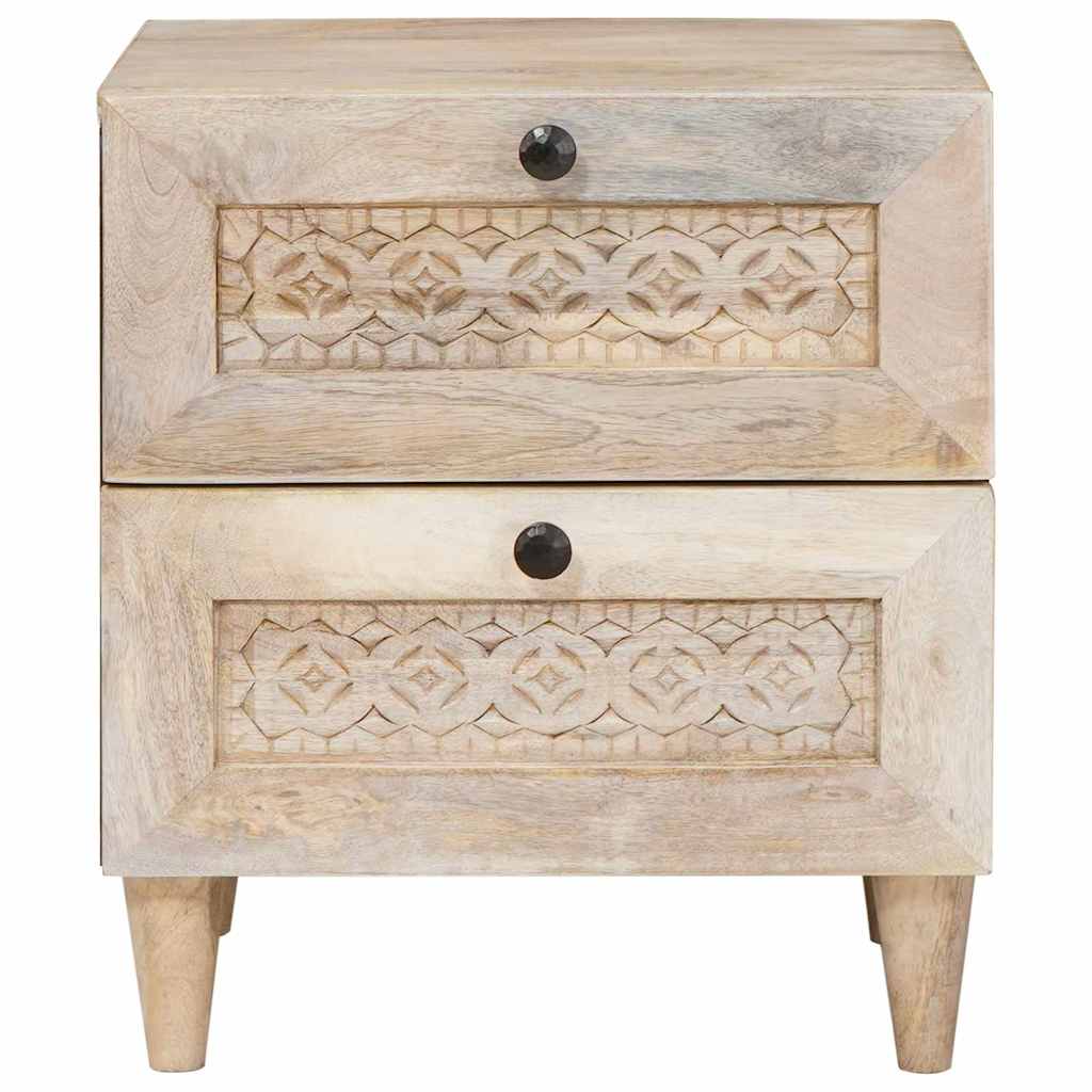Bedside Cabinet Beige 40 x 33 x 46 cm Solid Acacia wood