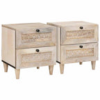 Bedside Cabinet 2 pcs Beige 40 x 33 x 46 cm Solid Acacia wood