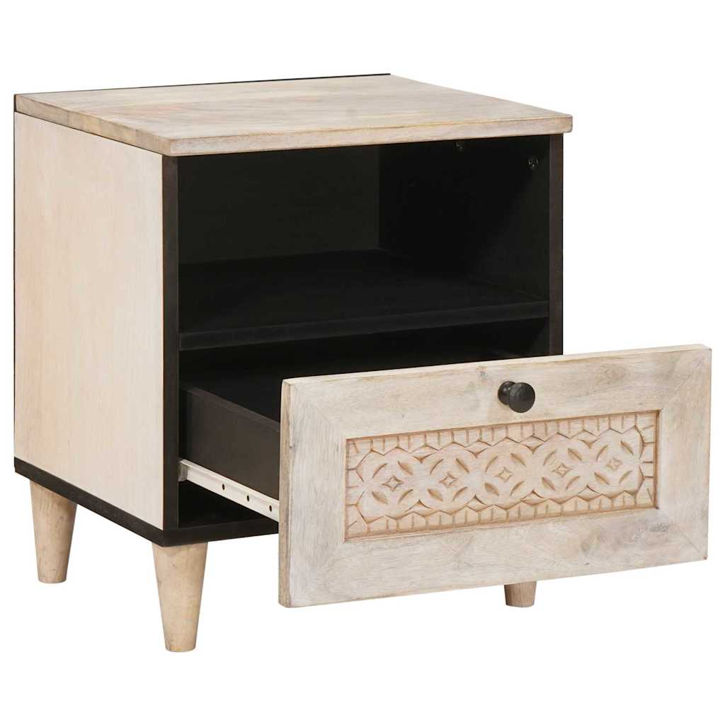 Bedside Cabinet Beige 40 x 33 x 46 cm Solid Acacia wood