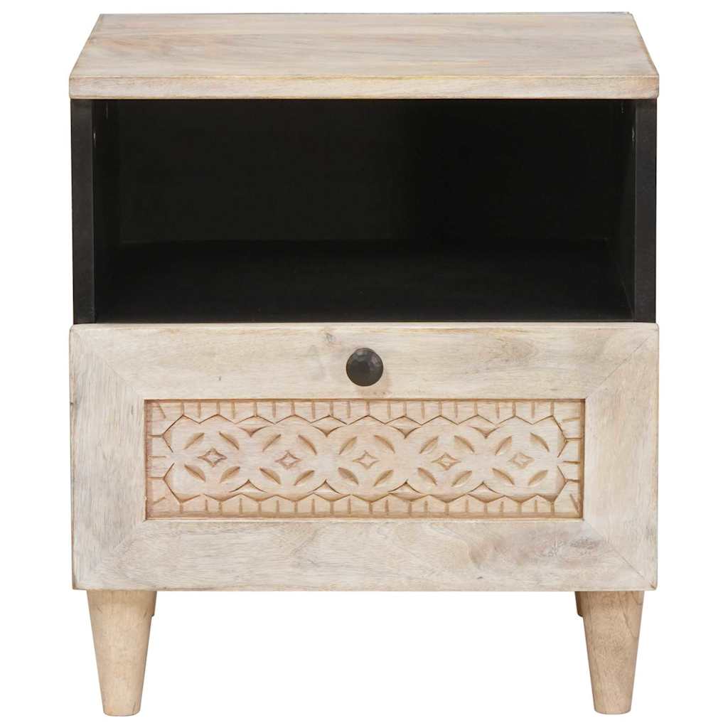 Bedside Cabinet Beige 40 x 33 x 46 cm Solid Acacia wood