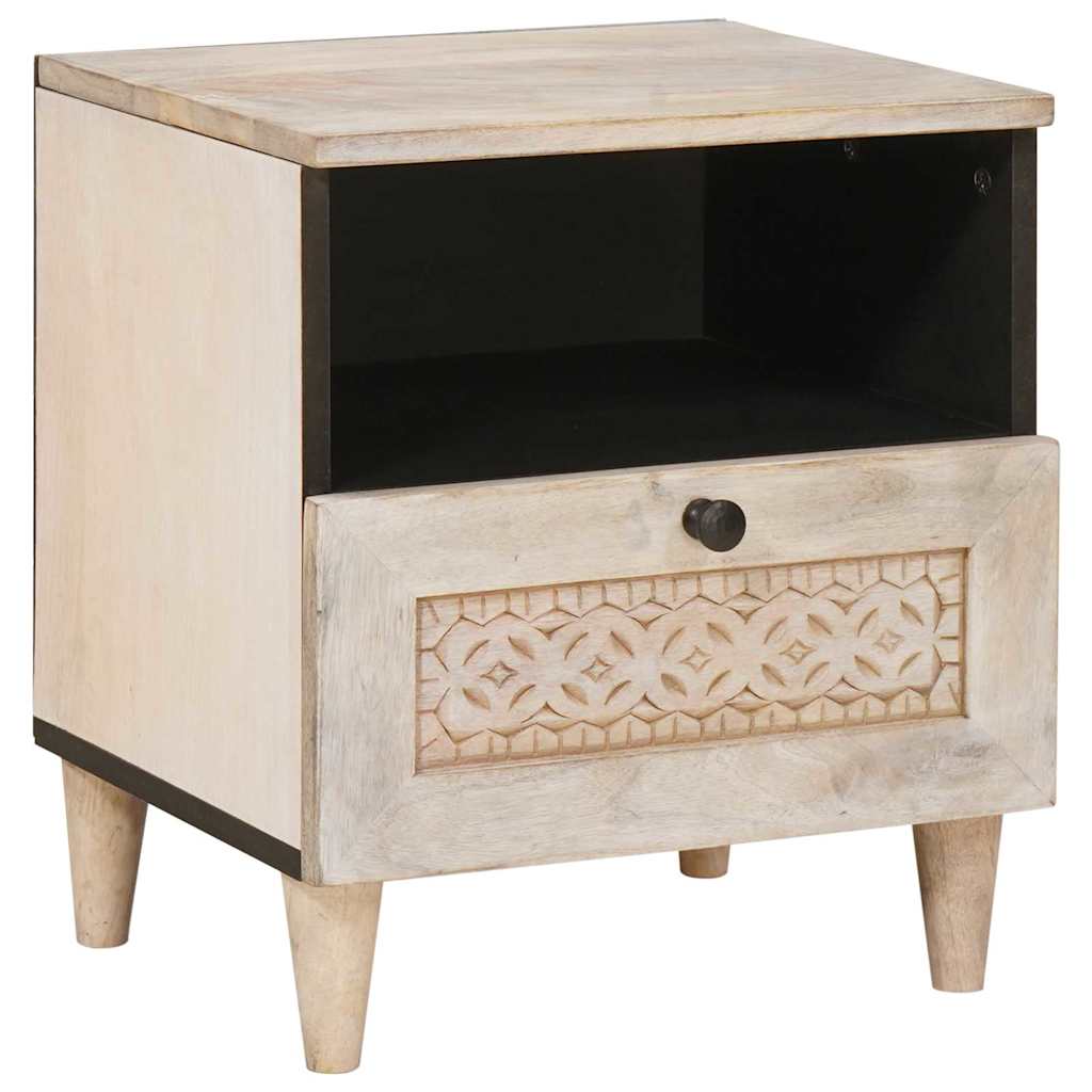 Bedside Cabinet 2 pcs Beige 40 x 33 x 46 cm Solid Acacia wood