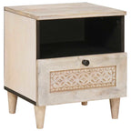 Bedside Cabinet 2 pcs Beige 40 x 33 x 46 cm Solid Acacia wood