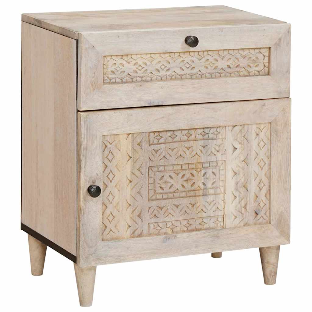 Bedside Cabinet Beige 50 x 33 x 60 cm Solid Acacia wood