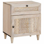 Bedside Cabinet Beige 50 x 33 x 60 cm Solid Acacia wood
