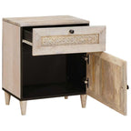 Bedside Cabinet Beige 50 x 33 x 60 cm Solid Acacia wood