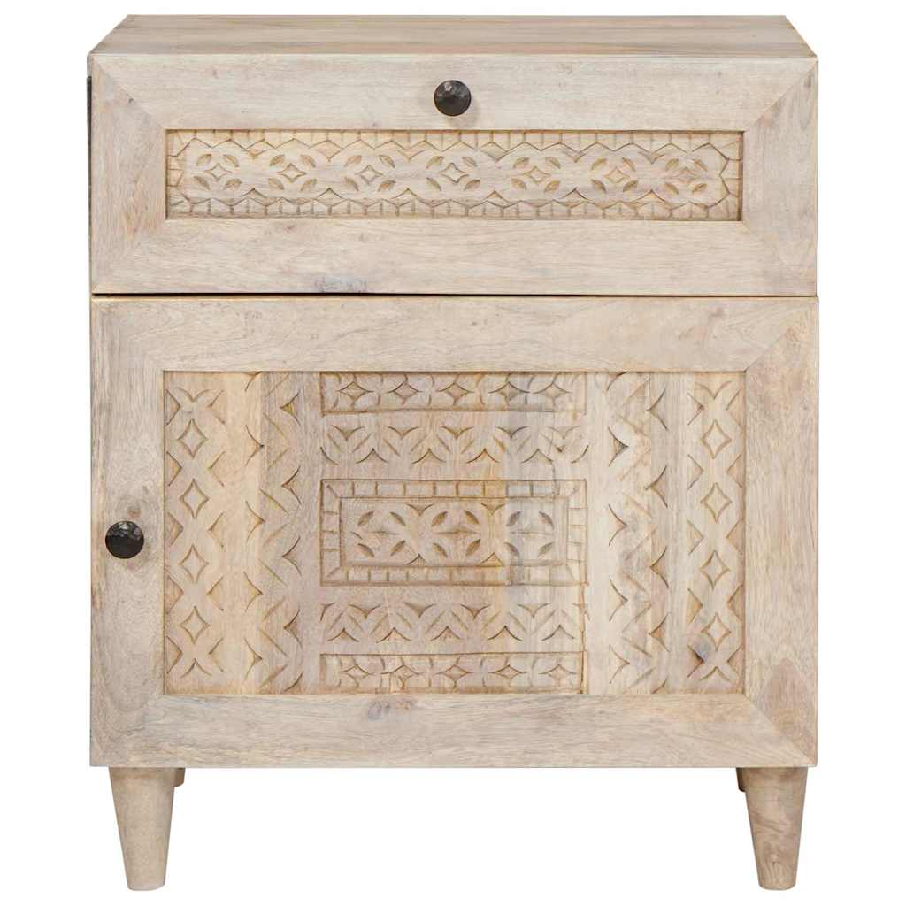 Bedside Cabinet Beige 50 x 33 x 60 cm Solid Acacia wood