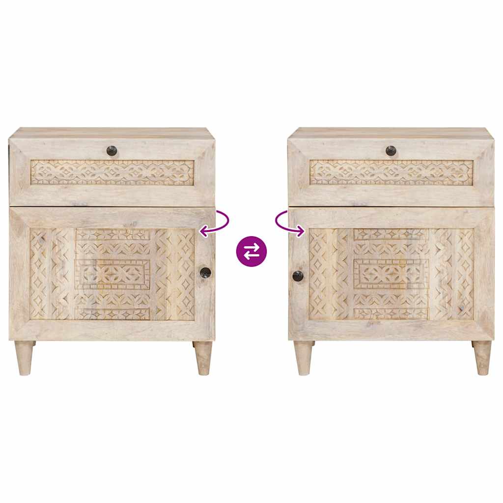 Bedside Cabinet Beige 50 x 33 x 60 cm Solid Acacia wood