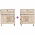 Bedside Cabinet Beige 50 x 33 x 60 cm Solid Acacia wood