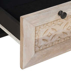 Bedside Cabinet Beige 50 x 33 x 62 cm Solid Acacia wood