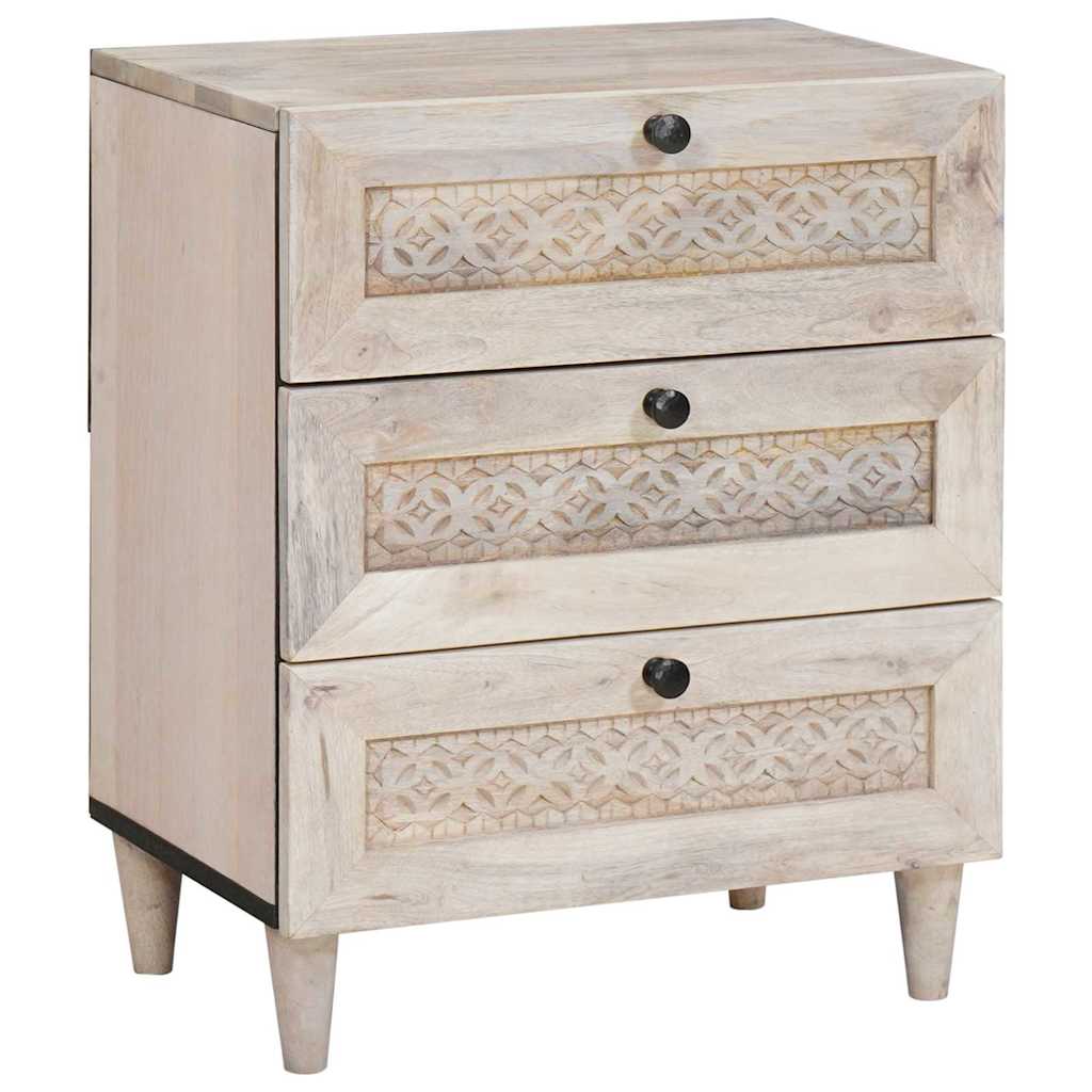 Bedside Cabinet Beige 50 x 33 x 62 cm Solid Acacia wood