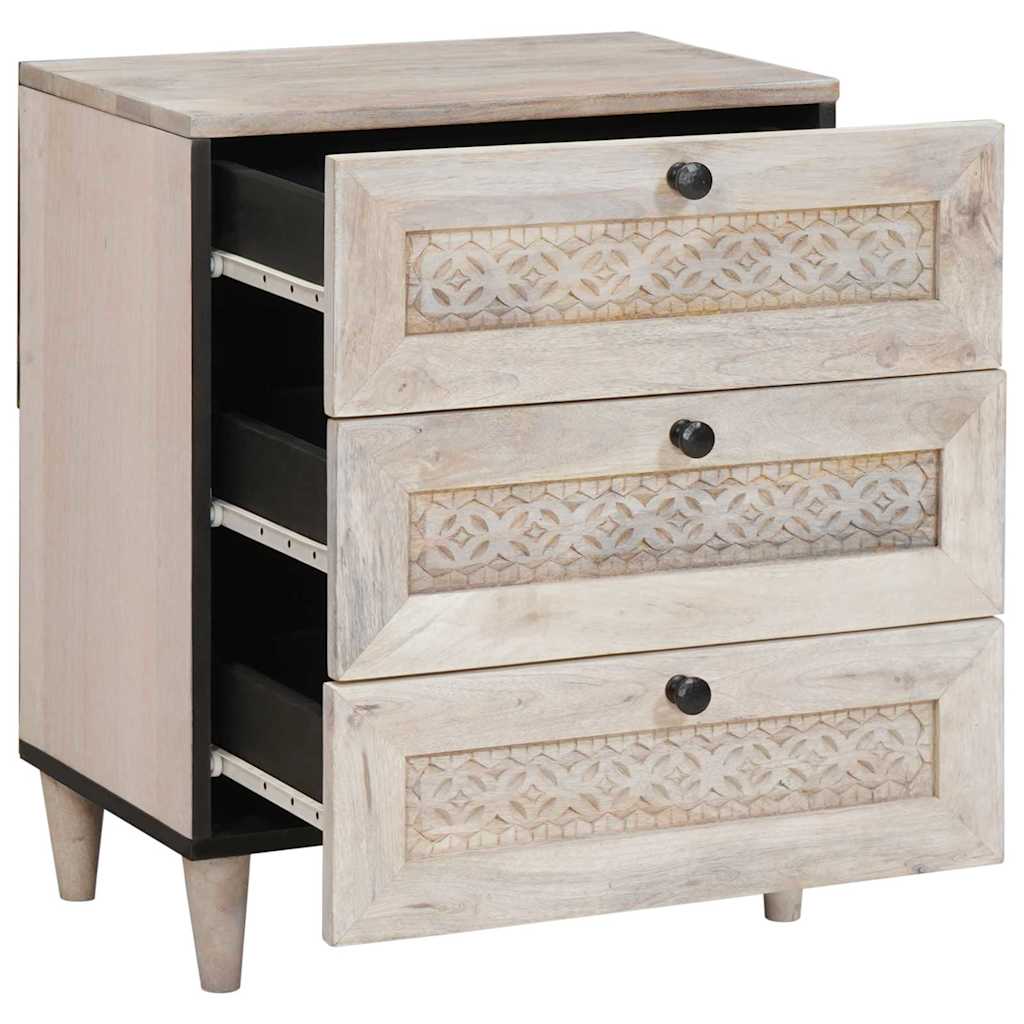Bedside Cabinet Beige 50 x 33 x 62 cm Solid Acacia wood
