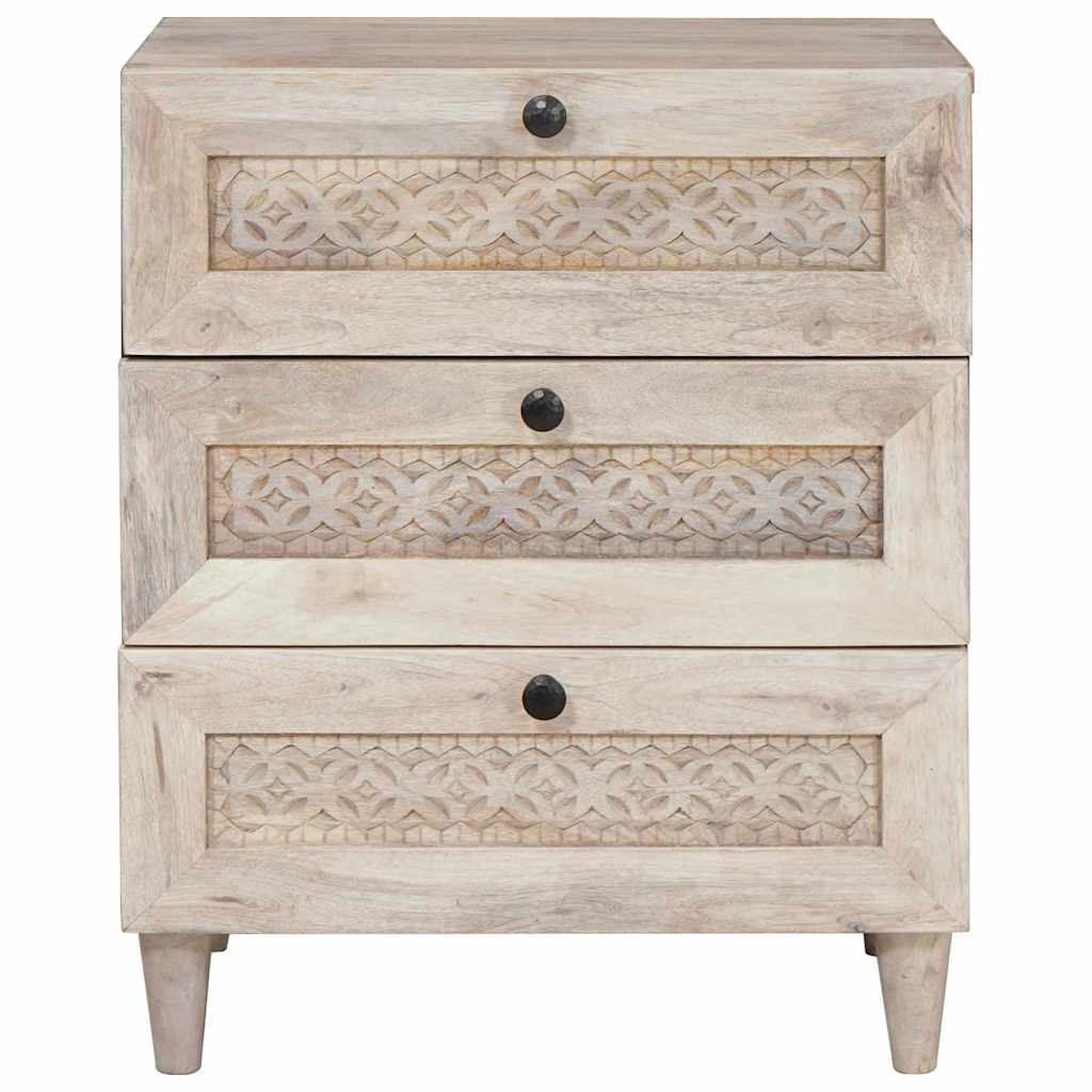 Bedside Cabinet Beige 50 x 33 x 62 cm Solid Acacia wood