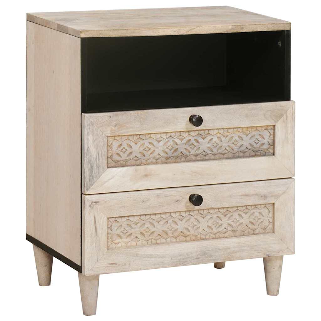 Bedside Cabinet Beige 50 x 33 x 62 cm Solid Acacia wood