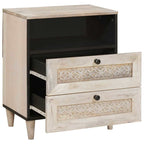 Bedside Cabinet Beige 50 x 33 x 62 cm Solid Acacia wood